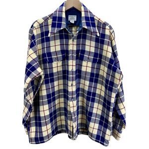 VTG Mens Size XL Plaid Long Sleeve Button Up Shirt Acrilan Acrylic Outdoors
